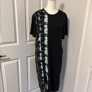 Zara Black and Blue Patterned Dress